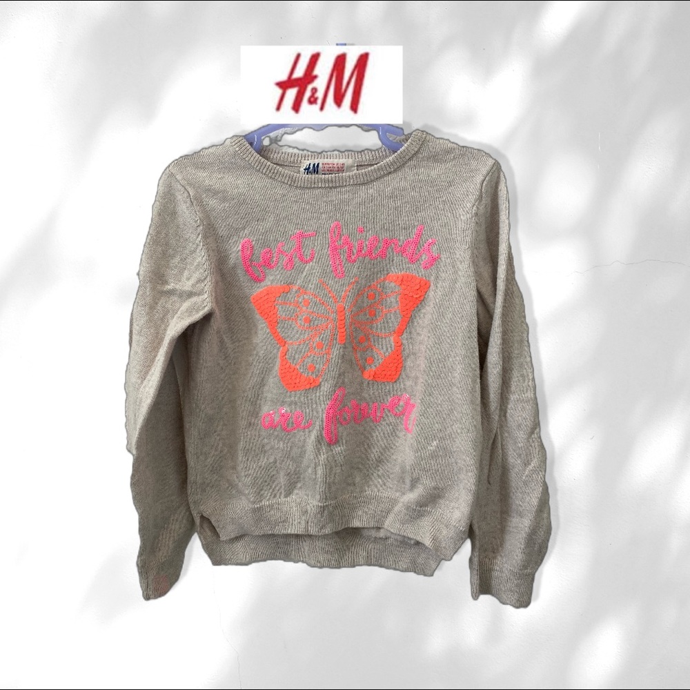 H&M Best Friend Are Forever Butterfly 🦋 Sequin Sweater